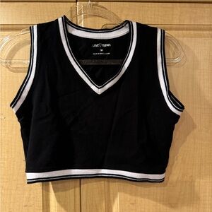 Love Trends Black and White V-Neck Crop Top